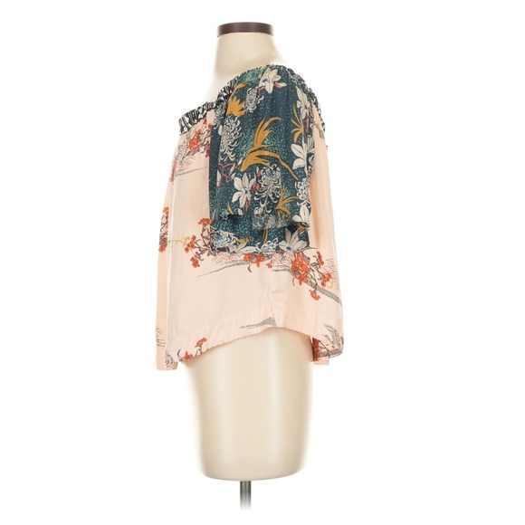 Boho Free People Relaxed Floral Blouse Top Small - Picture 5 of 5